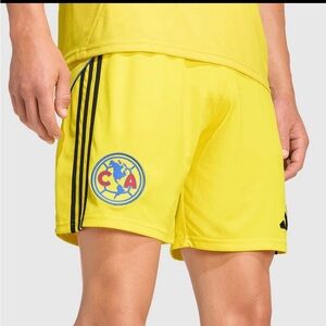 adidas Men’s Bright Yellow Athletic Shorts with Team Crest